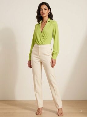 Marciano by Guess Lime Green Long Sleeve Wrap One-Piece Bodysuit Size M